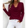 image:imagePRETTYGARDEN Womens Spring Tops 2026 Dressy Cowl Neck Long Sleeve Shirts Loose Business Casual Blouses Teacher Tunic TopBurgundy