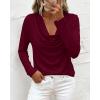 image:imagePRETTYGARDEN Womens Spring Tops 2026 Dressy Cowl Neck Long Sleeve Shirts Loose Business Casual Blouses Teacher Tunic TopBurgundy