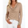 image:imagePRETTYGARDEN Womens Spring Tops 2026 Dressy Cowl Neck Long Sleeve Shirts Loose Business Casual Blouses Teacher Tunic TopKhaki