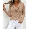 image:imagePRETTYGARDEN Womens Spring Tops 2026 Dressy Cowl Neck Long Sleeve Shirts Loose Business Casual Blouses Teacher Tunic TopKhaki