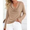 image:imagePRETTYGARDEN Womens Spring Tops 2026 Dressy Cowl Neck Long Sleeve Shirts Loose Business Casual Blouses Teacher Tunic TopKhaki