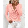 image:imagePRETTYGARDEN Womens Spring Tops 2026 Dressy Cowl Neck Long Sleeve Shirts Loose Business Casual Blouses Teacher Tunic TopPink