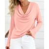 image:imagePRETTYGARDEN Womens Spring Tops 2026 Dressy Cowl Neck Long Sleeve Shirts Loose Business Casual Blouses Teacher Tunic TopPink