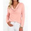 image:imagePRETTYGARDEN Womens Spring Tops 2026 Dressy Cowl Neck Long Sleeve Shirts Loose Business Casual Blouses Teacher Tunic TopPink