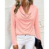 image:imagePRETTYGARDEN Womens Spring Tops 2026 Dressy Cowl Neck Long Sleeve Shirts Loose Business Casual Blouses Teacher Tunic TopPink