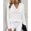 image:imagePRETTYGARDEN Womens Spring Tops 2026 Dressy Cowl Neck Long Sleeve Shirts Loose Business Casual Blouses Teacher Tunic TopWhite