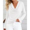 image:imagePRETTYGARDEN Womens Spring Tops 2026 Dressy Cowl Neck Long Sleeve Shirts Loose Business Casual Blouses Teacher Tunic TopWhite