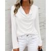 image:imagePRETTYGARDEN Womens Spring Tops 2026 Dressy Cowl Neck Long Sleeve Shirts Loose Business Casual Blouses Teacher Tunic TopWhite