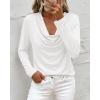 image:imagePRETTYGARDEN Womens Spring Tops 2026 Dressy Cowl Neck Long Sleeve Shirts Loose Business Casual Blouses Teacher Tunic TopWhite