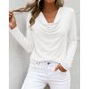image:imagePRETTYGARDEN Womens Spring Tops 2026 Dressy Cowl Neck Long Sleeve Shirts Loose Business Casual Blouses Teacher Tunic TopWhite