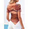 image:imagePRETTYGARDEN Womens Summer Off The Shoulder Tops 2026 Spring Short Sleeve Mesh Tie Dye Shirt Ruched Asymmetrical Y2k ClothesFloral Brown