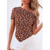 image:imagePRETTYGARDEN Womens Summer Off The Shoulder Tops 2026 Spring Short Sleeve Mesh Tie Dye Shirt Ruched Asymmetrical Y2k ClothesPolka Dot Brown