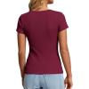 image:imagePRETTYGARDEN Womens Summer Short Sleeve Tops 2026 Spring Casual V Neck Henley Button Up T Shirts Dressy Ribbed Knit BlousesBurgundy