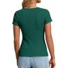 image:imagePRETTYGARDEN Womens Summer Short Sleeve Tops 2026 Spring Casual V Neck Henley Button Up T Shirts Dressy Ribbed Knit BlousesDark Green