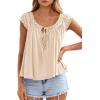 image:imagePRETTYGARDEN Womens Tie Front Tank Tops 2026 Summer Fashion Cap Sleeve Babydoll Blouses Flowy Shirts Spring Going Out OutfitsApricot