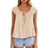 image:imagePRETTYGARDEN Womens Tie Front Tank Tops 2026 Summer Fashion Cap Sleeve Babydoll Blouses Flowy Shirts Spring Going Out OutfitsApricot