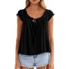 image:imagePRETTYGARDEN Womens Tie Front Tank Tops 2026 Summer Fashion Cap Sleeve Babydoll Blouses Flowy Shirts Spring Going Out OutfitsBlack