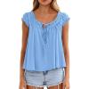 image:imagePRETTYGARDEN Womens Tie Front Tank Tops 2026 Summer Fashion Cap Sleeve Babydoll Blouses Flowy Shirts Spring Going Out OutfitsLight Blue