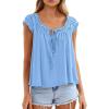 image:imagePRETTYGARDEN Womens Tie Front Tank Tops 2026 Summer Fashion Cap Sleeve Babydoll Blouses Flowy Shirts Spring Going Out OutfitsLight Blue