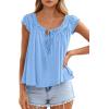 image:imagePRETTYGARDEN Womens Tie Front Tank Tops 2026 Summer Fashion Cap Sleeve Babydoll Blouses Flowy Shirts Spring Going Out OutfitsLight Blue