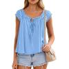 image:imagePRETTYGARDEN Womens Tie Front Tank Tops 2026 Summer Fashion Cap Sleeve Babydoll Blouses Flowy Shirts Spring Going Out OutfitsLight Blue