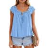 image:imagePRETTYGARDEN Womens Tie Front Tank Tops 2026 Summer Fashion Cap Sleeve Babydoll Blouses Flowy Shirts Spring Going Out OutfitsLight Blue