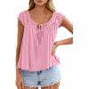 image:imagePRETTYGARDEN Womens Tie Front Tank Tops 2026 Summer Fashion Cap Sleeve Babydoll Blouses Flowy Shirts Spring Going Out OutfitsPink
