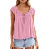 image:imagePRETTYGARDEN Womens Tie Front Tank Tops 2026 Summer Fashion Cap Sleeve Babydoll Blouses Flowy Shirts Spring Going Out OutfitsPink