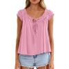 image:imagePRETTYGARDEN Womens Tie Front Tank Tops 2026 Summer Fashion Cap Sleeve Babydoll Blouses Flowy Shirts Spring Going Out OutfitsPink