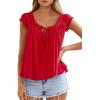 image:imagePRETTYGARDEN Womens Tie Front Tank Tops 2026 Summer Fashion Cap Sleeve Babydoll Blouses Flowy Shirts Spring Going Out OutfitsRed