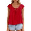 image:imagePRETTYGARDEN Womens Tie Front Tank Tops 2026 Summer Fashion Cap Sleeve Babydoll Blouses Flowy Shirts Spring Going Out OutfitsRed