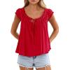 image:imagePRETTYGARDEN Womens Tie Front Tank Tops 2026 Summer Fashion Cap Sleeve Babydoll Blouses Flowy Shirts Spring Going Out OutfitsRed