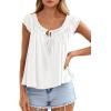 image:imagePRETTYGARDEN Womens Tie Front Tank Tops 2026 Summer Fashion Cap Sleeve Babydoll Blouses Flowy Shirts Spring Going Out OutfitsWhite