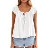 image:imagePRETTYGARDEN Womens Tie Front Tank Tops 2026 Summer Fashion Cap Sleeve Babydoll Blouses Flowy Shirts Spring Going Out OutfitsWhite