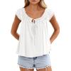 image:imagePRETTYGARDEN Womens Tie Front Tank Tops 2026 Summer Fashion Cap Sleeve Babydoll Blouses Flowy Shirts Spring Going Out OutfitsWhite