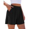 image:imagePRETTYGARDEN Flowy Summer Shorts for Women High Waisted Wide Leg Knitted Wide Leg Soft Pajama Shorts Women Vacation OutfitsBlack
