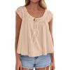 image:imagePRETTYGARDEN Womens Tie Front Tank Tops 2026 Summer Fashion Cap Sleeve Babydoll Blouses Flowy Shirts Spring Going Out OutfitsApricot
