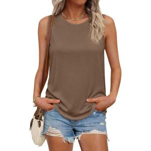 image:imagePRETTYGARDEN Womens Summer Tops 2026 Spring Fashion Sleeveless Tank Tops Casual Loose Fit Shirts Beach Vacation ClothesKhaki