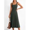 image:imagePRETTYGARDEN Spring Dresses for Women 2026 Summer Casual Sleeveless Square Neck A Line Knit Pleated Midi Cocktail Party DressArmy Green