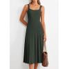 image:imagePRETTYGARDEN Spring Dresses for Women 2026 Summer Casual Sleeveless Square Neck A Line Knit Pleated Midi Cocktail Party DressArmy Green