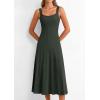 image:imagePRETTYGARDEN Spring Dresses for Women 2026 Summer Casual Sleeveless Square Neck A Line Knit Pleated Midi Cocktail Party DressArmy Green