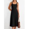 image:imagePRETTYGARDEN Spring Dresses for Women 2026 Summer Casual Sleeveless Square Neck A Line Knit Pleated Midi Cocktail Party DressBlack