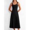 image:imagePRETTYGARDEN Spring Dresses for Women 2026 Summer Casual Sleeveless Square Neck A Line Knit Pleated Midi Cocktail Party DressBlack