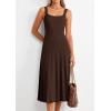 image:imagePRETTYGARDEN Spring Dresses for Women 2026 Summer Casual Sleeveless Square Neck A Line Knit Pleated Midi Cocktail Party DressBrown