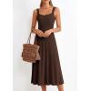 image:imagePRETTYGARDEN Spring Dresses for Women 2026 Summer Casual Sleeveless Square Neck A Line Knit Pleated Midi Cocktail Party DressBrown