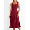 image:imagePRETTYGARDEN Spring Dresses for Women 2026 Summer Casual Sleeveless Square Neck A Line Knit Pleated Midi Cocktail Party DressBurgundy