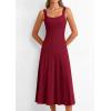 image:imagePRETTYGARDEN Spring Dresses for Women 2026 Summer Casual Sleeveless Square Neck A Line Knit Pleated Midi Cocktail Party DressBurgundy
