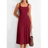 image:imagePRETTYGARDEN Spring Dresses for Women 2026 Summer Casual Sleeveless Square Neck A Line Knit Pleated Midi Cocktail Party DressBurgundy