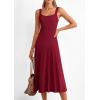 image:imagePRETTYGARDEN Spring Dresses for Women 2026 Summer Casual Sleeveless Square Neck A Line Knit Pleated Midi Cocktail Party DressBurgundy
