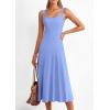 image:imagePRETTYGARDEN Spring Dresses for Women 2026 Summer Casual Sleeveless Square Neck A Line Knit Pleated Midi Cocktail Party DressLight Blue